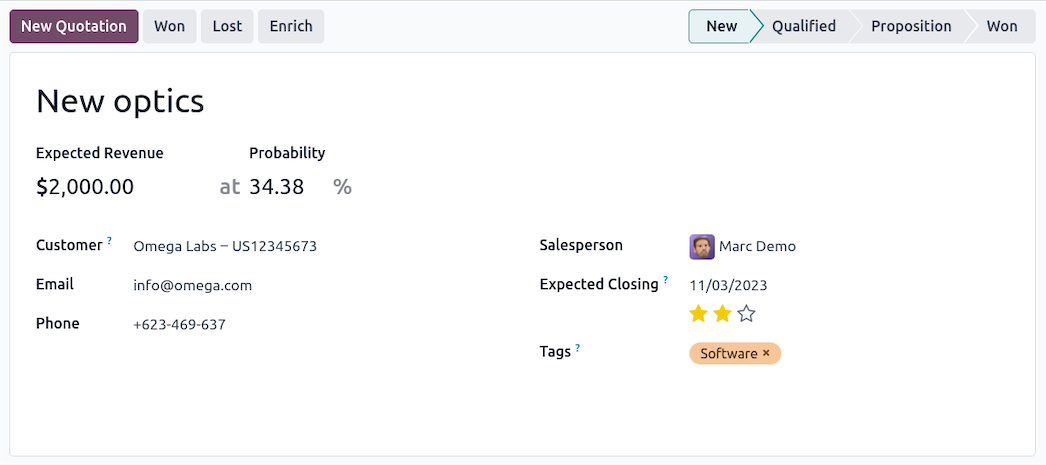 AI-leadscoring met automatische opvolging in de Odoo CRM-pipeline