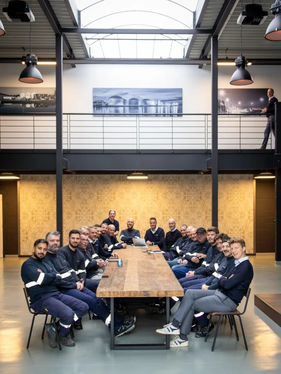 Het team van DCM EMBA in het bedrijfsgebouw in Waarloos